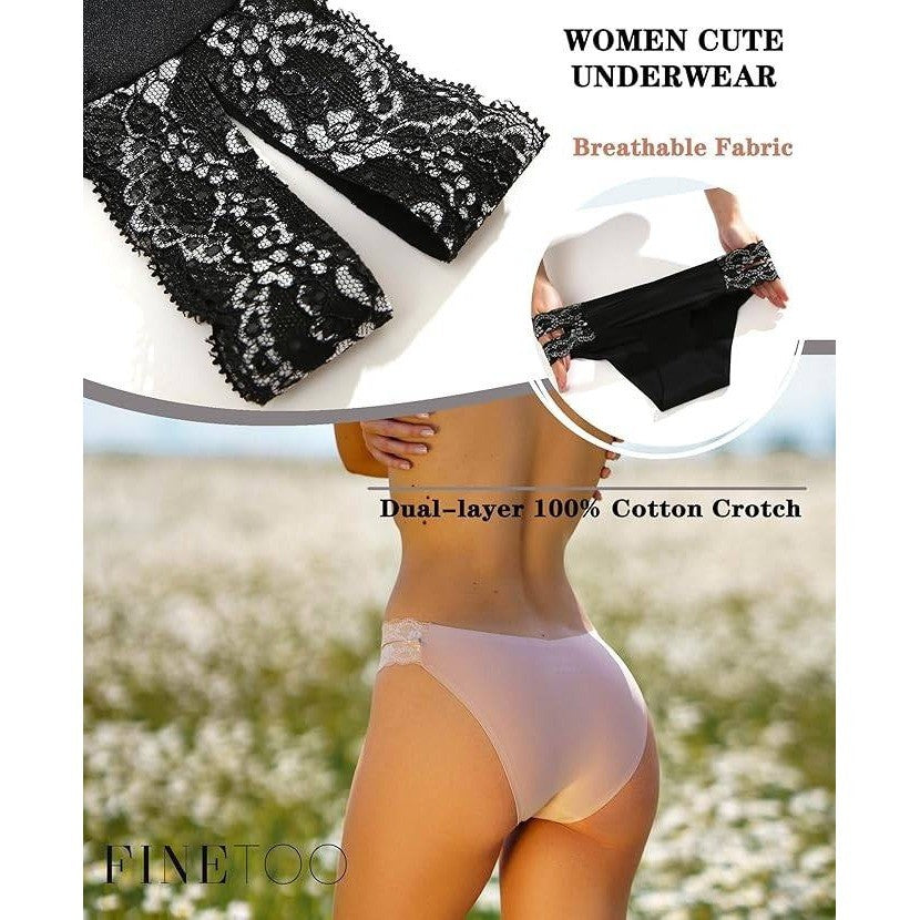 MSRP $26 FINETOO 6 Pack Women's M Seamless Underwear Cheeky Bikini Panties H