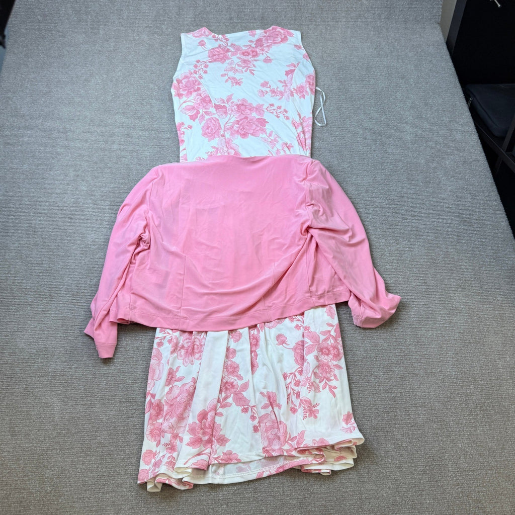 MSRP $84 Danny & Nicole Womens S Rose Ivory Floral 2 Piece Midi Jacket Dress