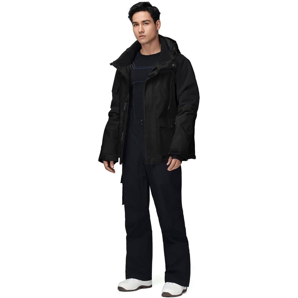 MSRP $195 YEEFINE Men's XS Black Ski Suit Two Piece Insulated Snowsuits Snow