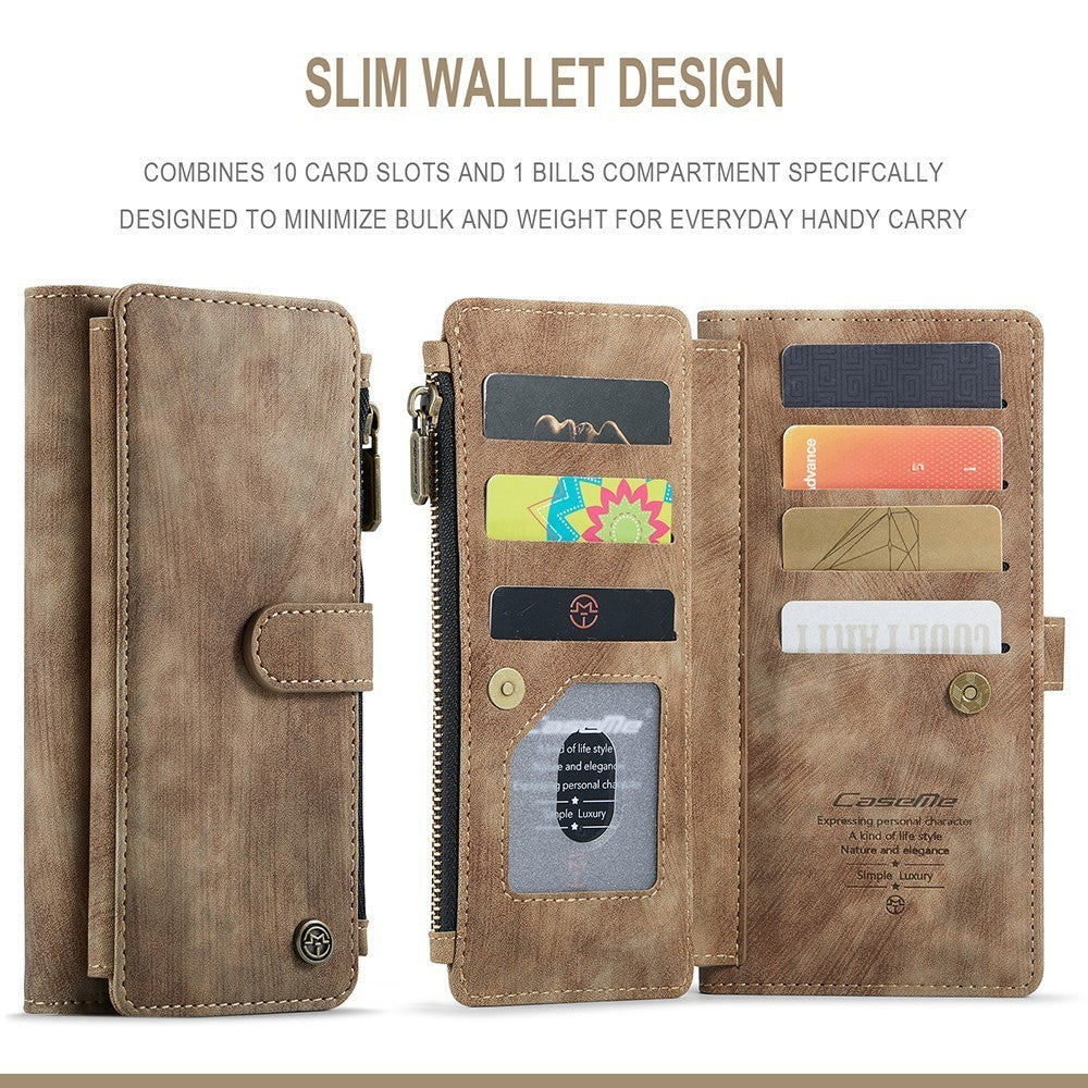 CaseMe C30 Zipped Multifunction Wallet PU Leather Case For iPhone 13 ProMax