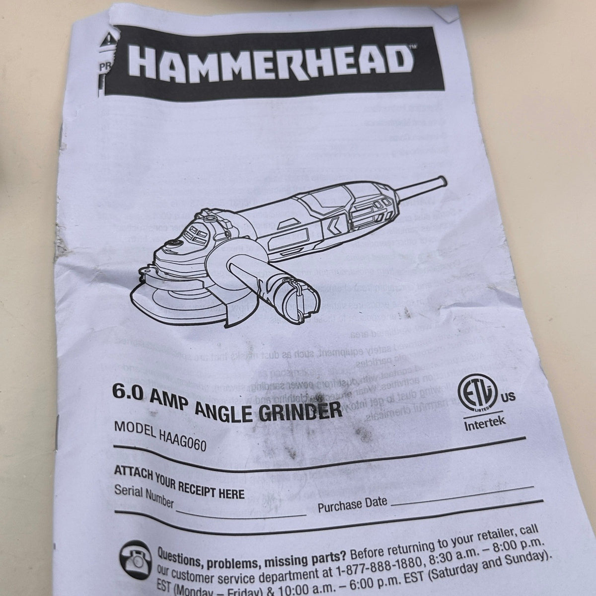 Hammerhead HAAG060 6-Amp 4-1/2 Inch Angle Grinder