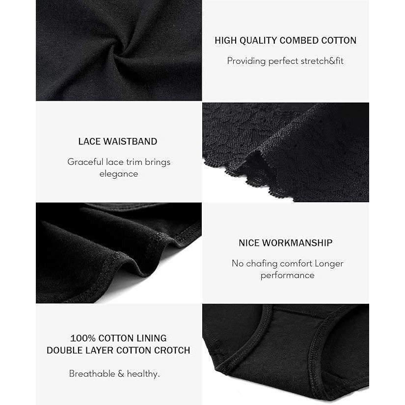 Set of 5 MSRP $26 AYMEFF Women's L Black Cotton Bikini Brief Underwear