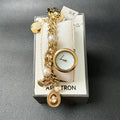 MSRP $100 Armitron 75/5684GP Women's Gold Tone Charm Dangle Bracelet Watch New