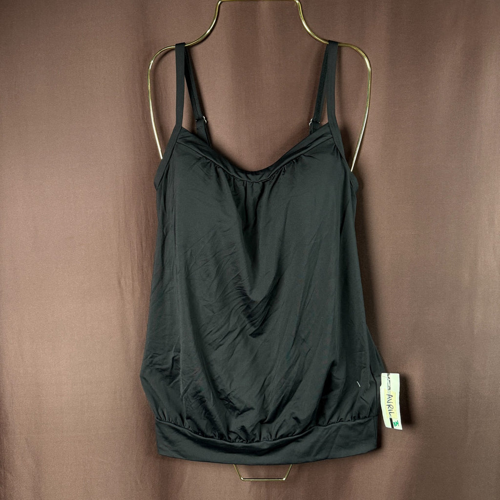 Lands' End Women's 4-8, 2-10 LONG Black Blouson Tankini Swimsuit Top Chlorine