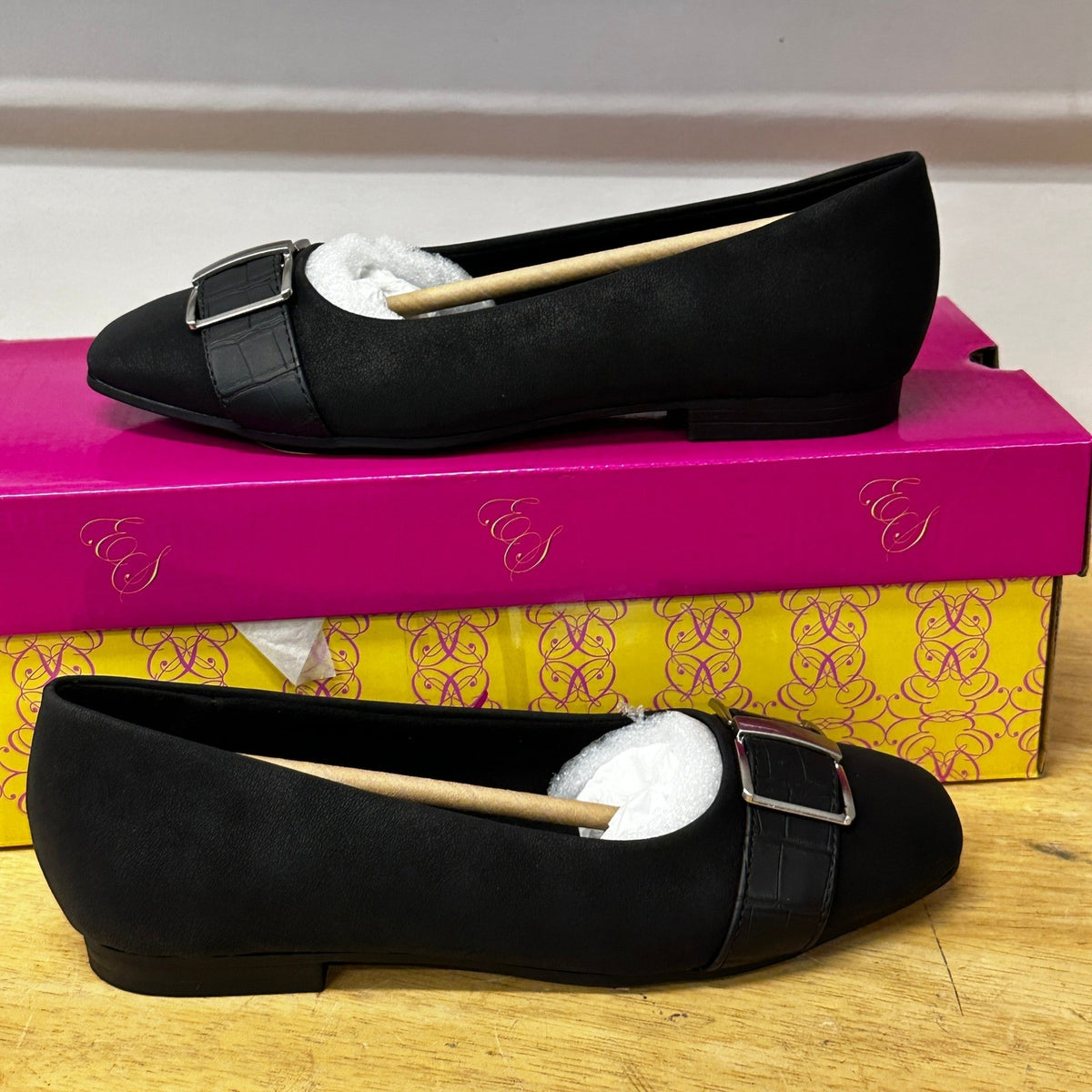Easy Street Keely 31-6341 Womens US 5M Black Matte Croco Loafer Flats