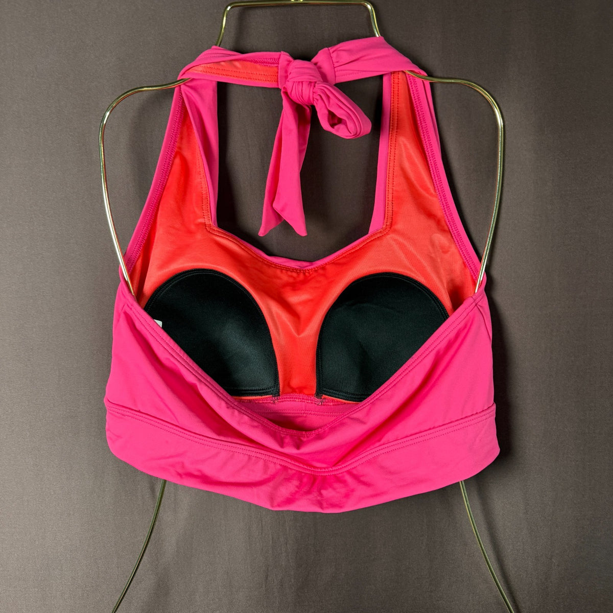 Lands' End Women's S Chlorine Resistant Pink Square Neck Halter Bikini Top  Plea