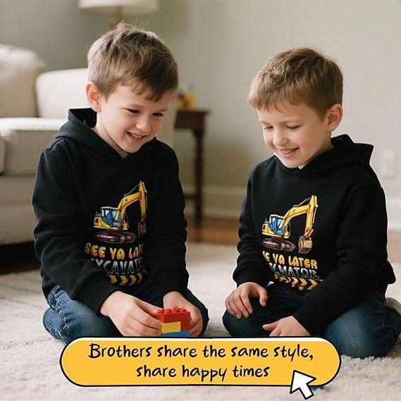 MSRP $26 Lovekider Boys 5Y Black Excavator Hoodies Sweatshirts Fun Vehicle Gra