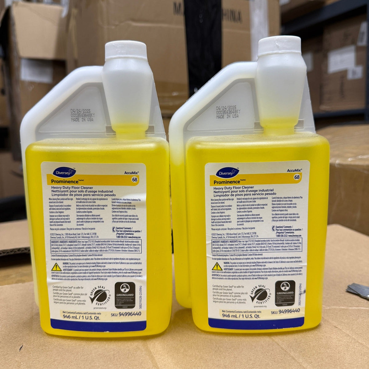 Set of 2 Diversey 94996440 Prominence Heavy Duty Floor Cleaner 32 Oz Citrus Ye