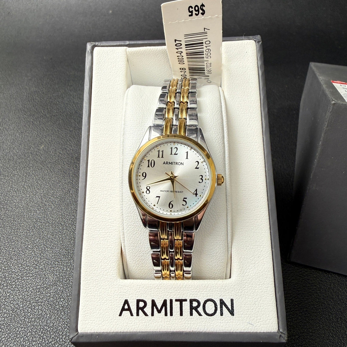 MSRP $65 Armitron 75/5304TTB Women's Two Tone Bracelet Quartz Watch New Batter