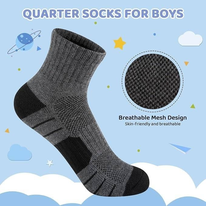 MSRP $18 Comfoex 12 Pairs Boys Socks Kids Cushioned Sport Short Quarter