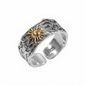 Retro Golden Sun Ring 925 Sterling Silver Mens Punk Gothic Trendy Jewelry Size 8