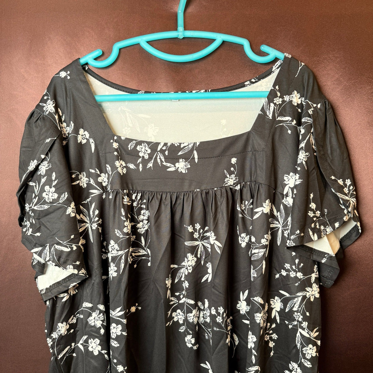 VISLILY Women's 3XL Summer Top Petal Short Sleeve T-Shirt Square Neck Blouse Fl