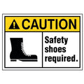 Set of 4 Uline S-25339 Safety Shoes Required Sign Vinyl 7x10", Adhesive-Backed