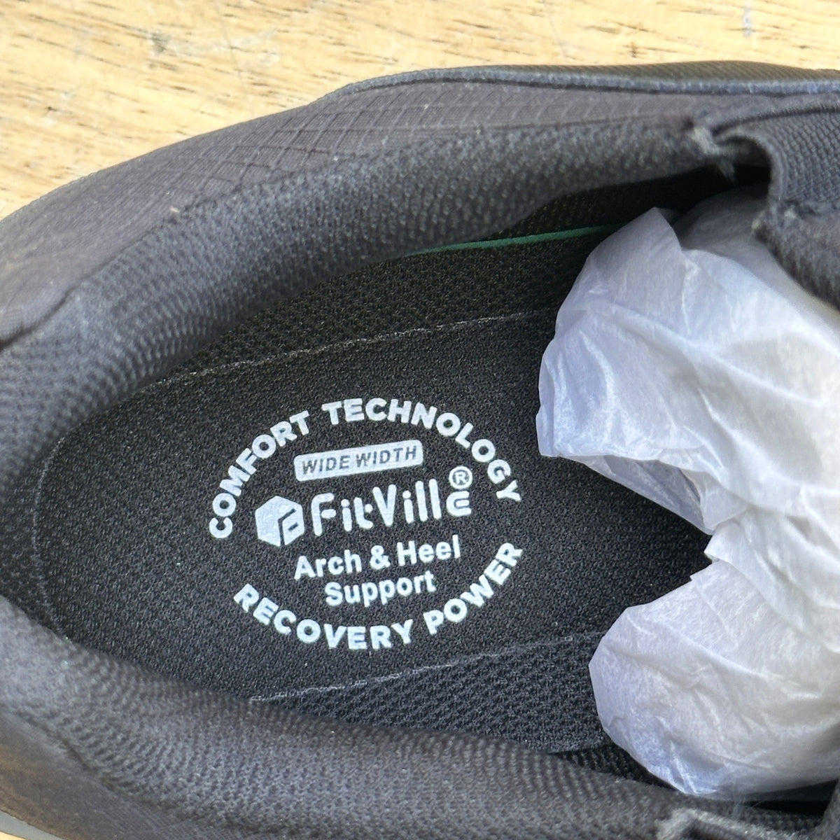 NWT FitVille Men's US 10.5EW Black Explorer Outdoor Slip On V2 Shoes