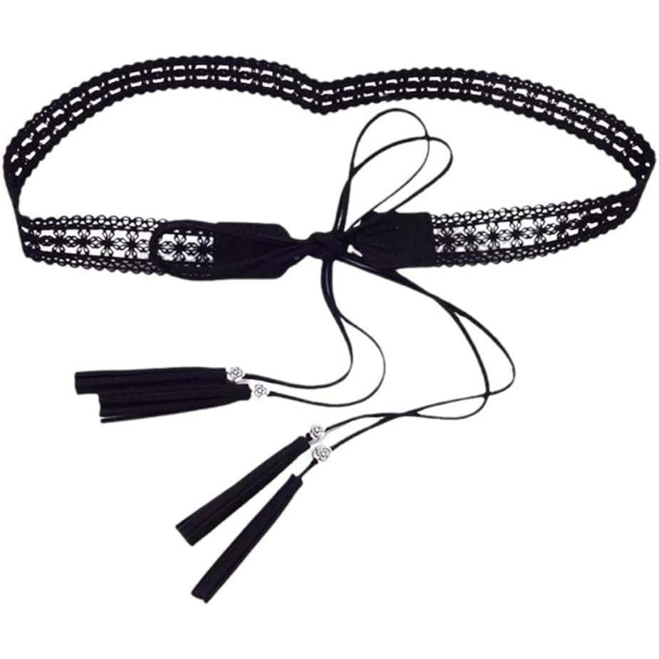CALFOVERA 66.54 x 1.12" Woven Tassel Belt for Women PU Leather Bohemian