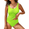 MSRP $17 Pink Queen Women's XL Fluorescent Green Tankini Two Piece Swimsuit