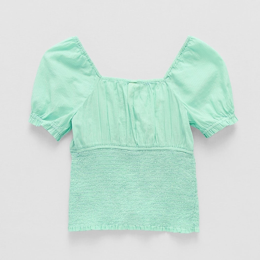 MSRP $24 Thereabouts Kids Girls M 10/12 Brook Green Short Sleeve Blouse Square