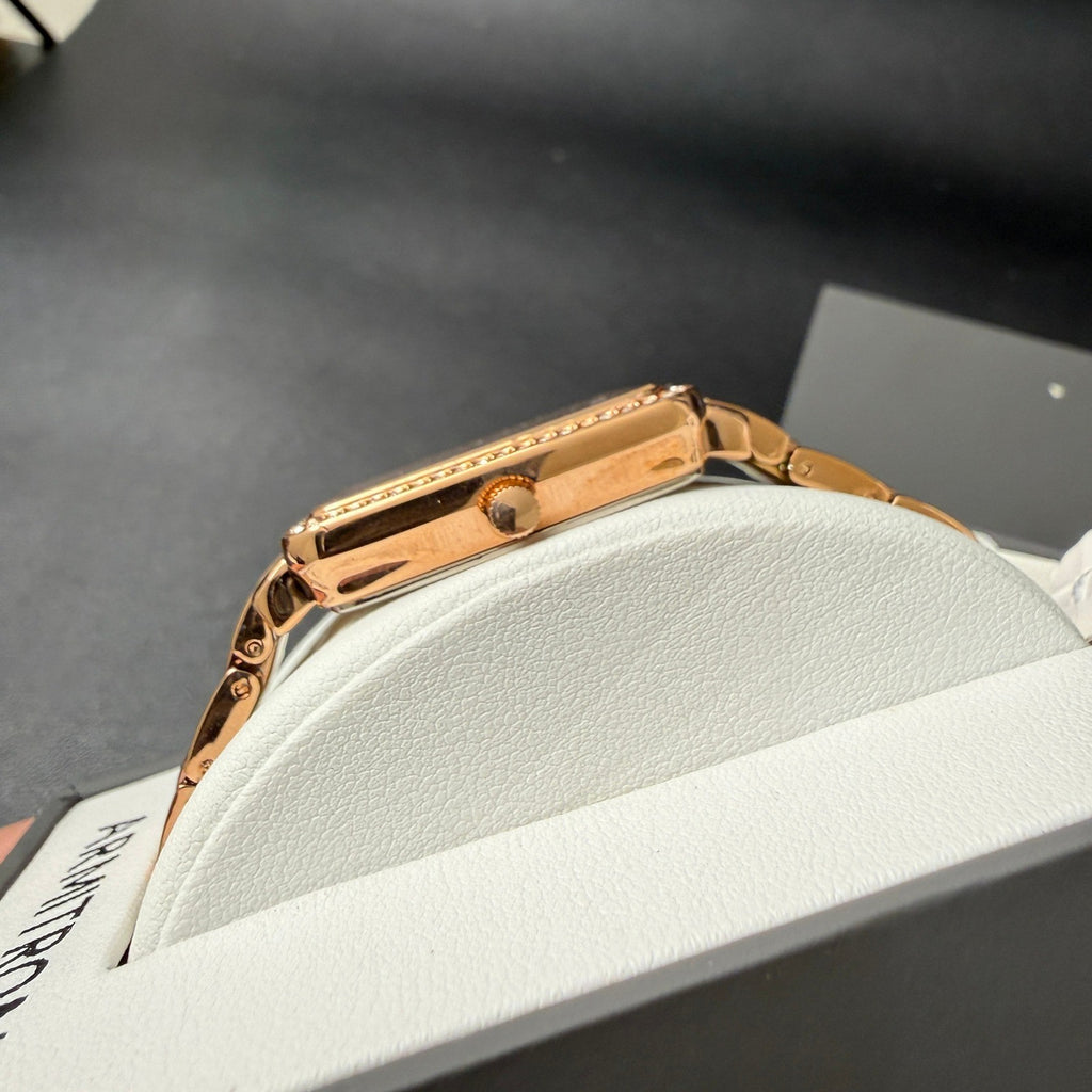 MSRP $55 Armitron Women's 75/5841RG Rose Gold Crystal Accented Bracelet Watch