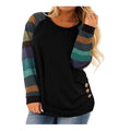 ROSRISS Womens Plus 26W Long Sleeve Tunic Crewneck Colorblock Striped T-Shirt