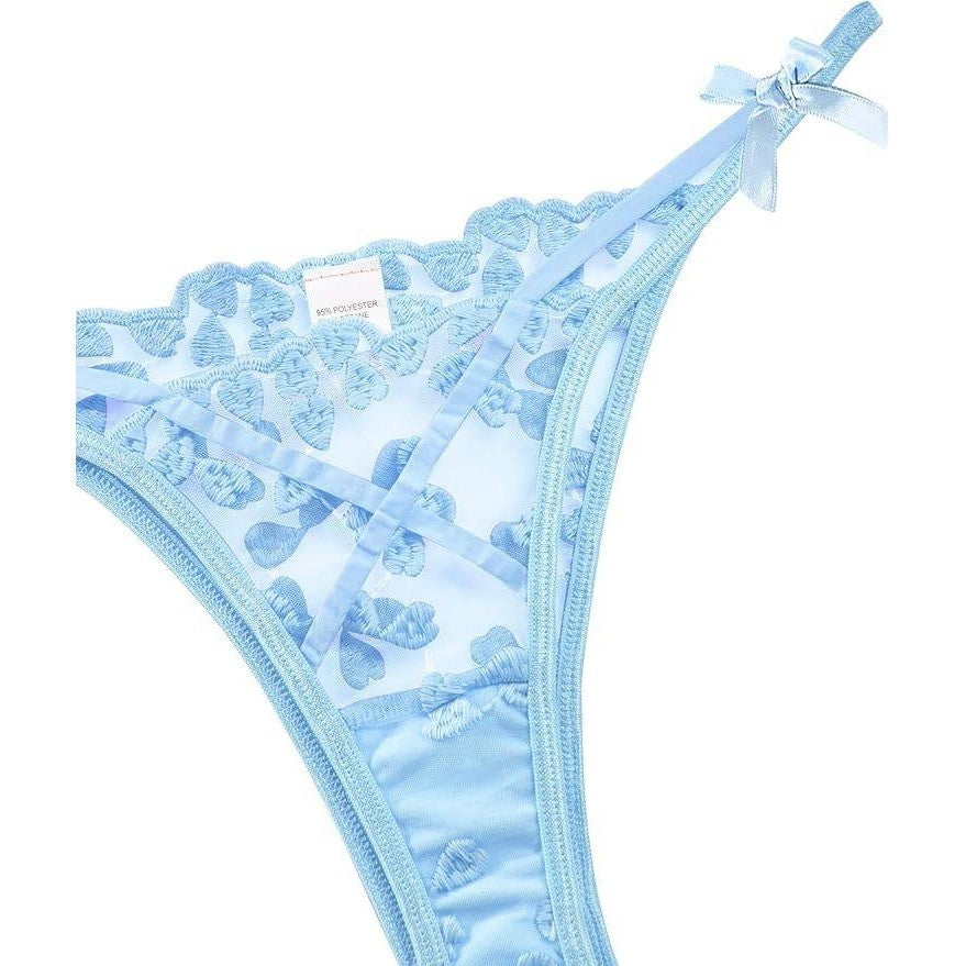MSRP $26 Lilosy Women's L Sexy Underwire Cute Push Up Strappy Embroidered Mes