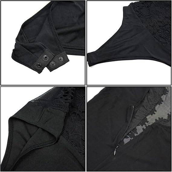 MSRP $40 RARITYUS Women's L Black Backless Sexy Lace Bodysuit Jumpsuit See
