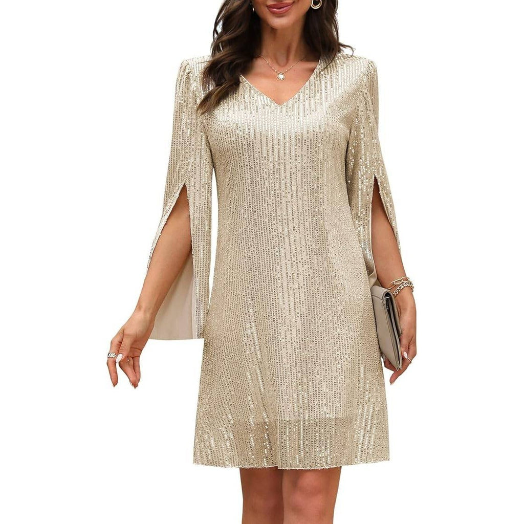 MSRP $90 COOAN Women's XL Wedding Guest Cocktail Formal Dress Lace Sequin Pro