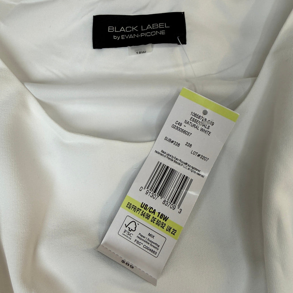 MSRP $89 Black Label by Evan-Picone Womens 18W Natural White Dress Crew Neck