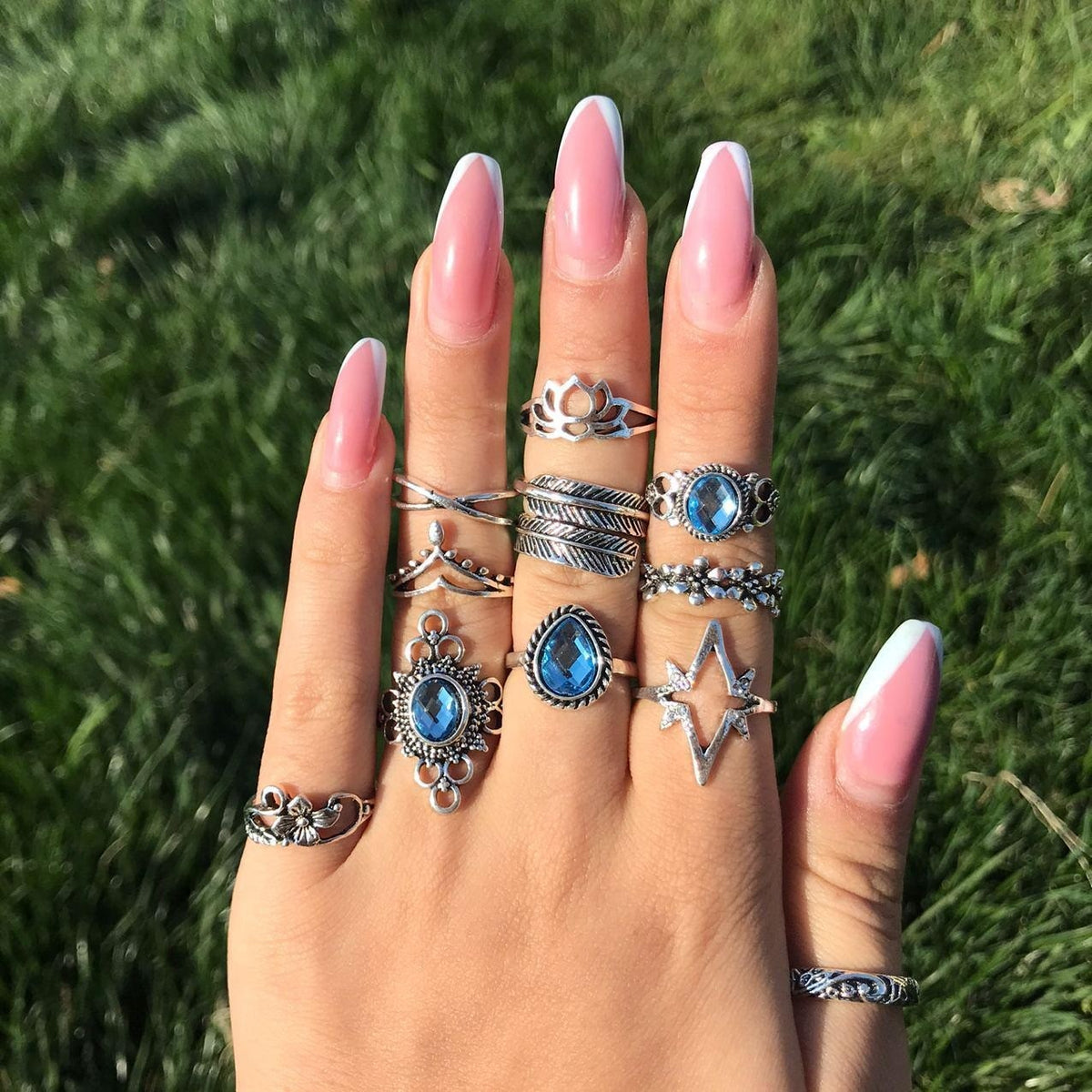 11 pcs Retro Ring Set, Ring Pack, Silver Statement Ring, Vintage Rings for Women