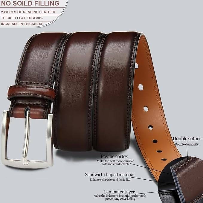 MSRP $19 DOOPAI Mens Brown Dress Belt - Genuine Leather Dress Belts For Men