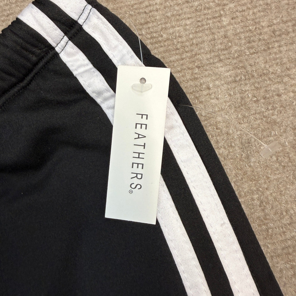 NWT Feathers Women's S Black Joggers White Side Stripes Track Pants