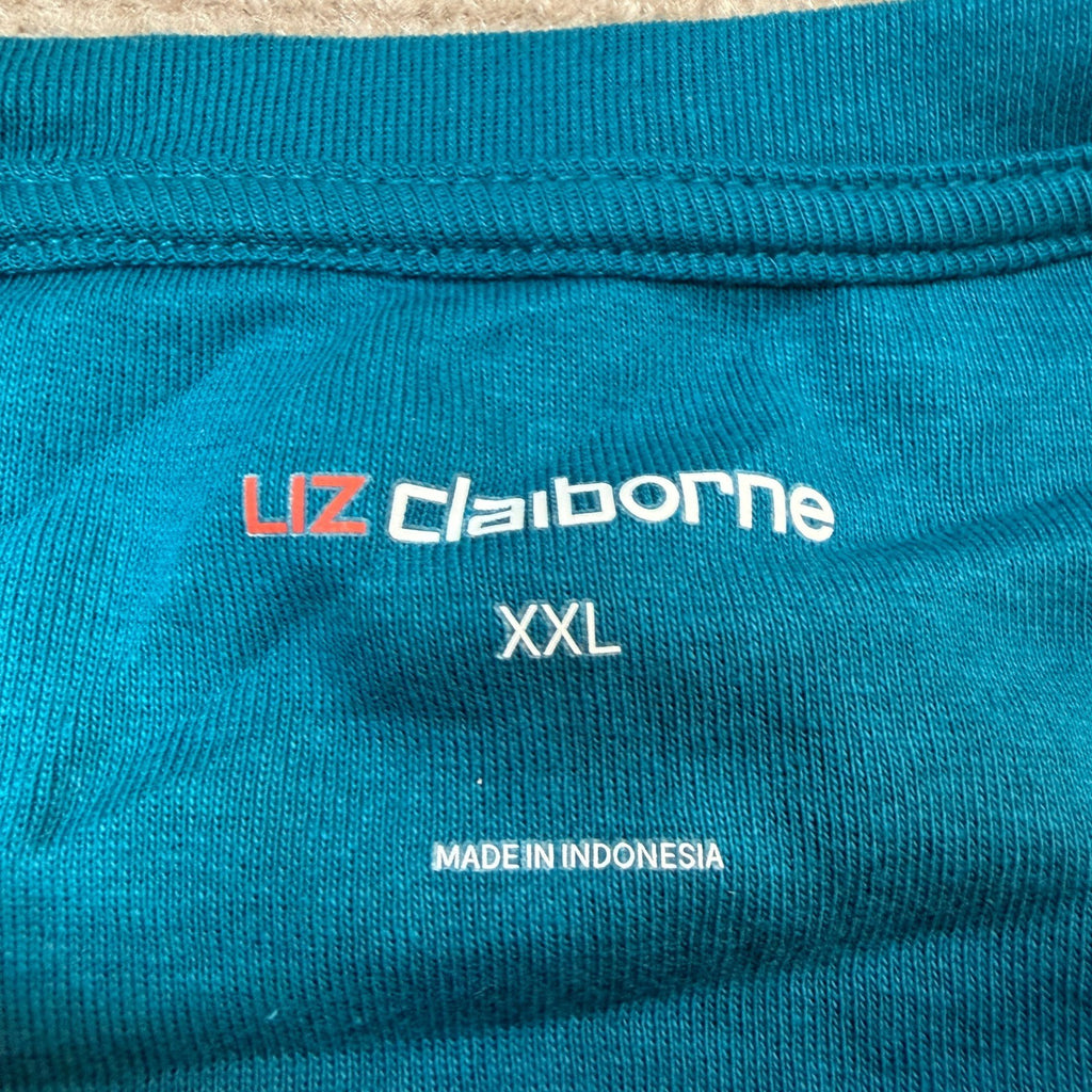MSRP $18 Liz Claiborne Womens XXL Deep Lagoon T-Shirt Crew Neck Short Sleeve