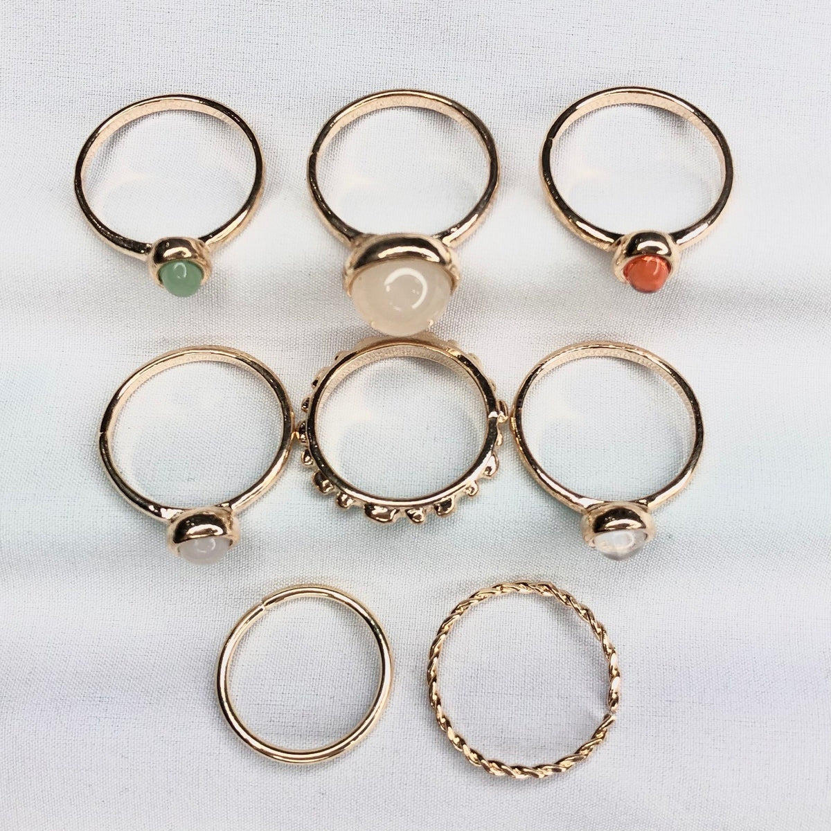 8 pcs Colourful Rings, Crystal Rings, Dainty Ring, Gemstone Rings For Women