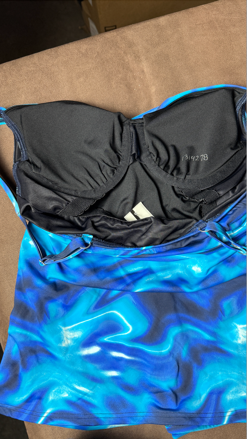 Lands' End Women's 4R, 2L-8L V-Neck Wrap Underwire Tankini Swimsuit Top Electric