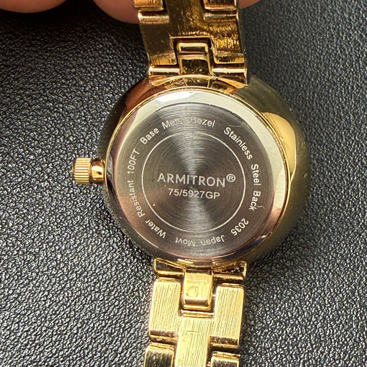 MSRP $70 Armitron 75/5927GP Women's Gold Tone Crystal Accented Bracelet Watch