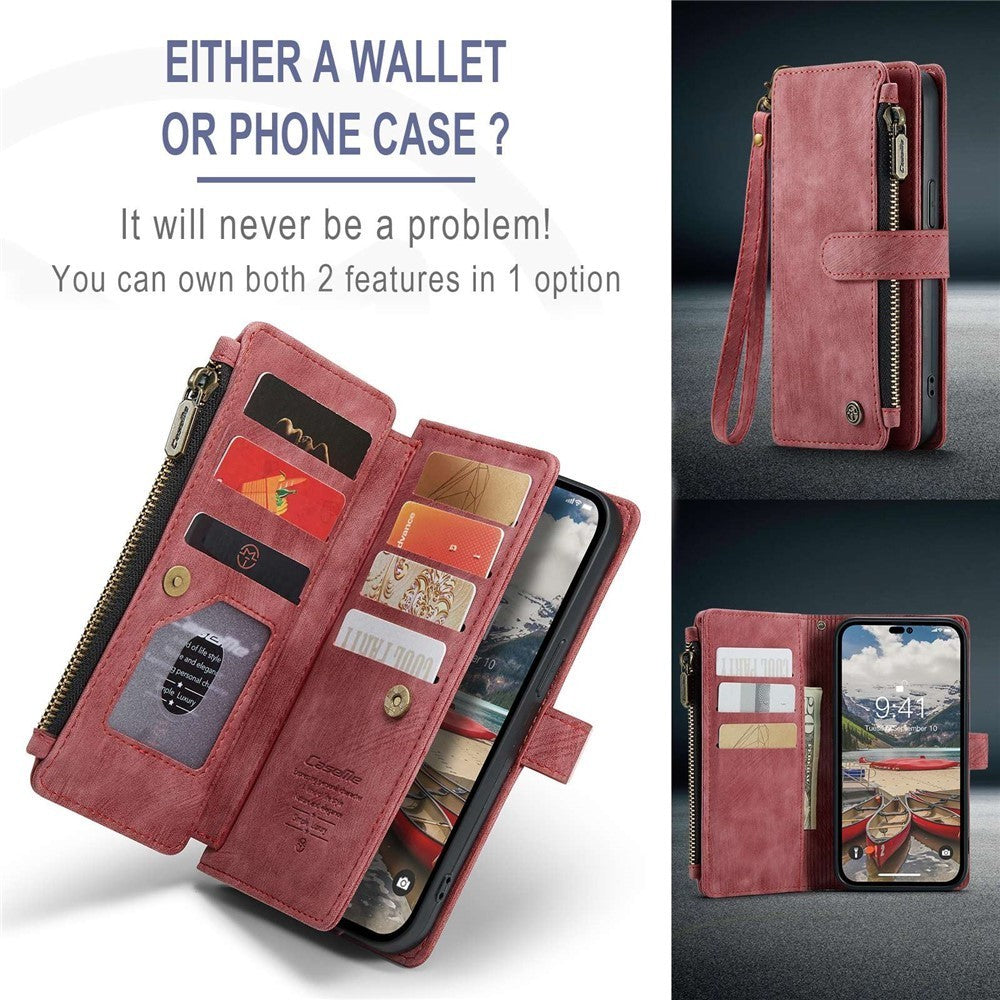 CaseMe C30 For iPhone 14 ProMax Detachable Zipper PU Leather Wallet Case