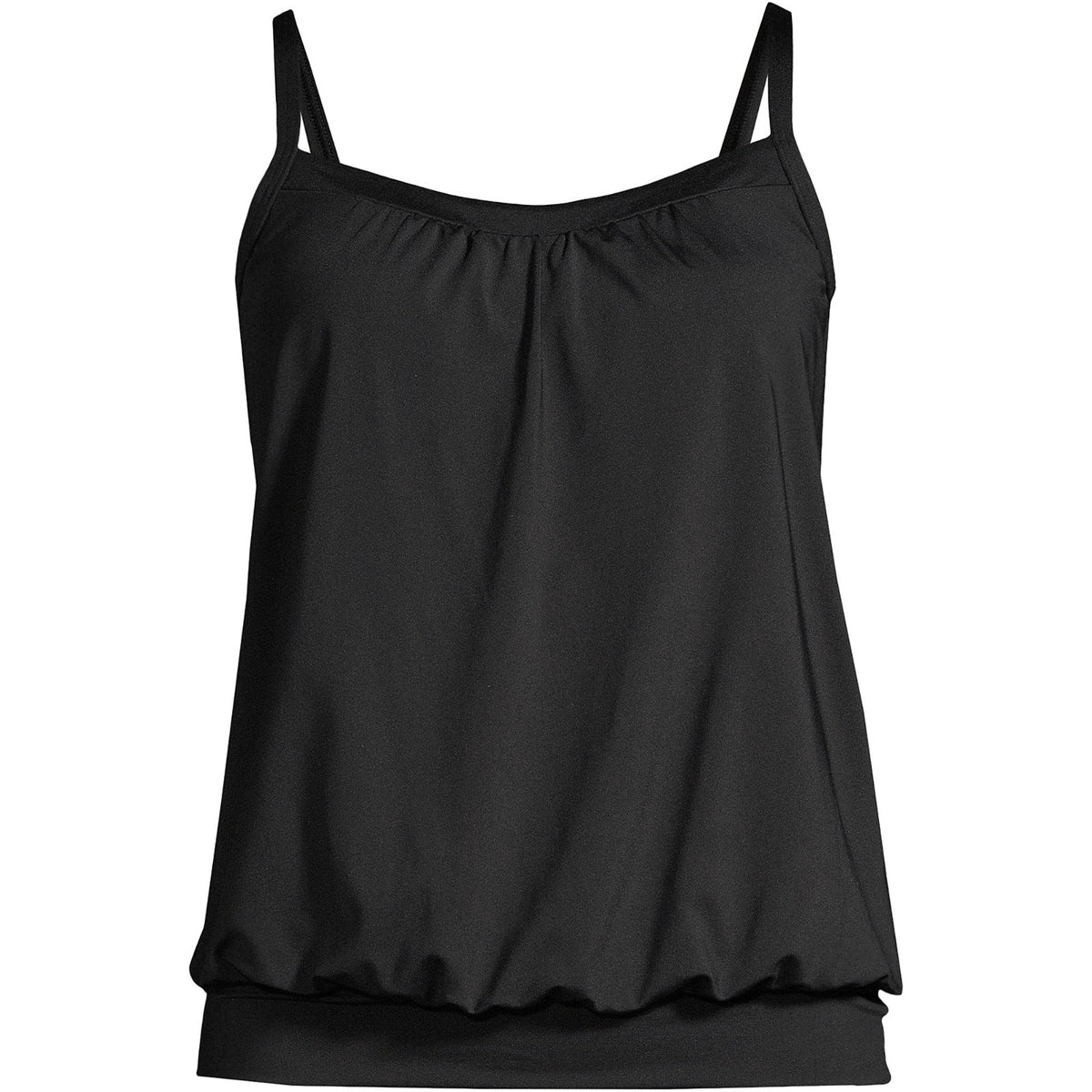 Lands' End Women's 4-8, 2-10 LONG Black Blouson Tankini Swimsuit Top Chlorine
