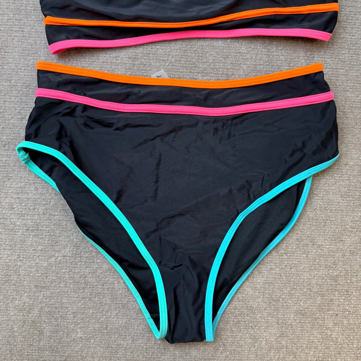 MSRP $42 popvil Women's L High Waisted Bikini Set Neon Two Piece Swimsuit