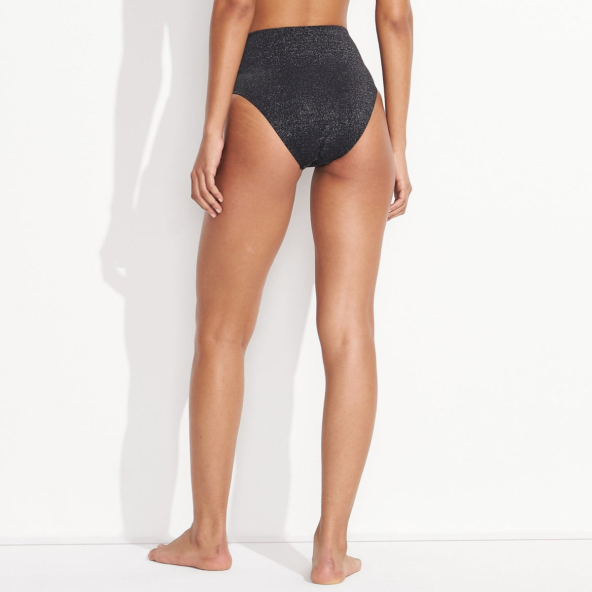 Lands' End Women's 18 Shine High Waisted Black Bikini Bottom
