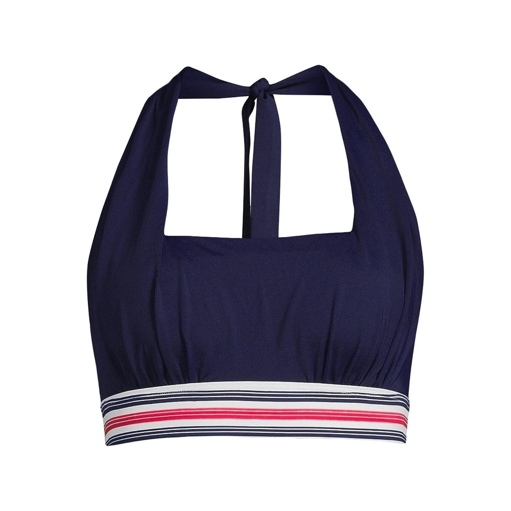 Lands' End Women's L, L LONG Square Neck Halter Bikini Swimsuit Top Chlorine Res