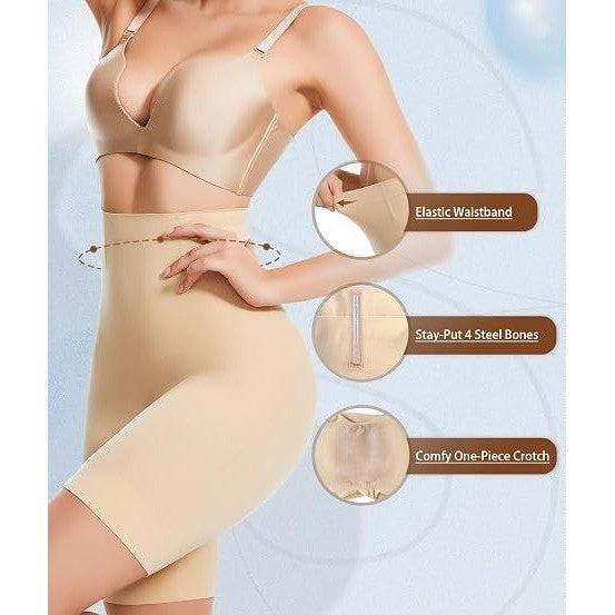 sellto Womens L Nude Shapewear Tummy Control High Waisted Body Shaper Shorts