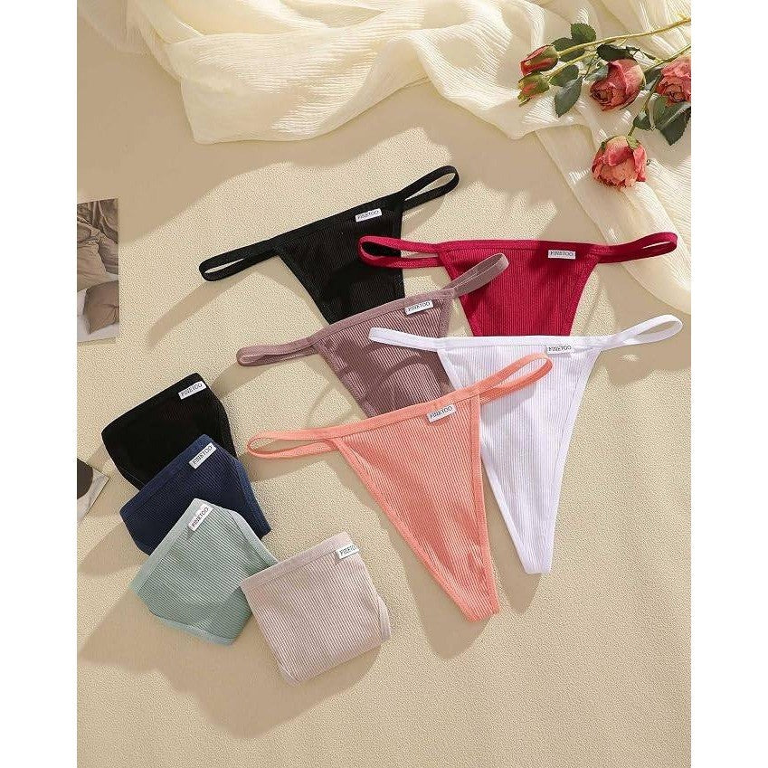 FINETOO 10 Pack Women's S G-String Thongs Cotton Panties Stretch T-back Tangas