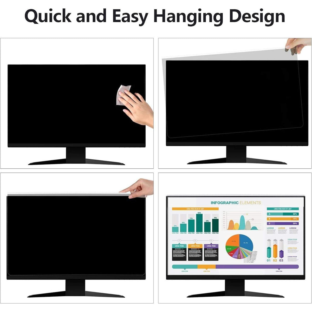 Pozlle Hanging Computer Privacy Screen Protector Shield for 21.5/22" Monitor Ant
