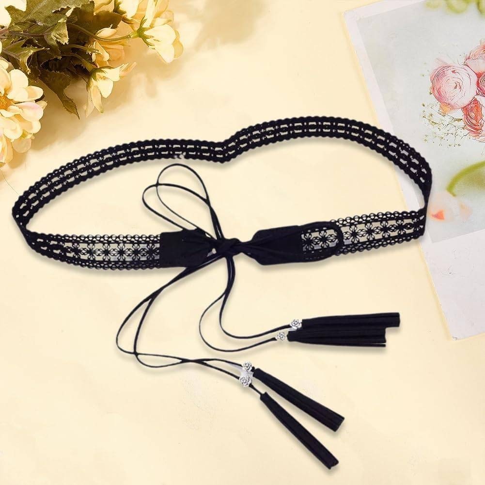 CALFOVERA 66.54 x 1.12" Woven Tassel Belt for Women PU Leather Bohemian