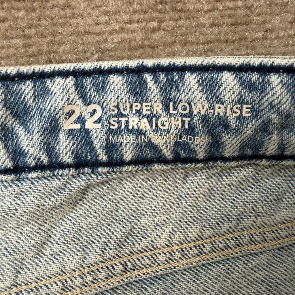 MSRP $54 Arizona Jean Co Womens 22 Light Plaid Bow Super Low Rise Jeans Straight