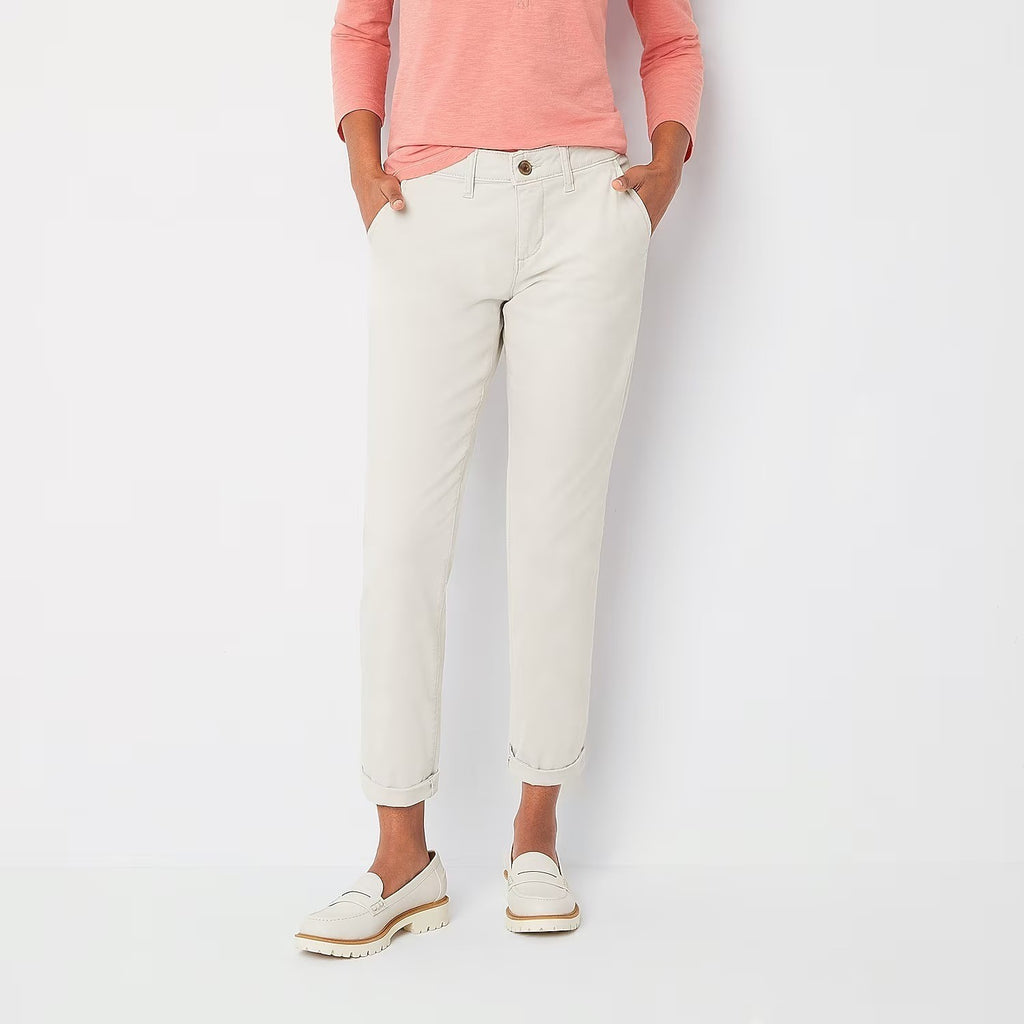 MSRP $44 St. John's Bay Women's 14 Moonbeam Relaxed Fit Girlfriend Chino Pants