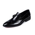 Santimon Men's US 8 Black Tassel Loafers Wingtip Brogue Slip on Shoes