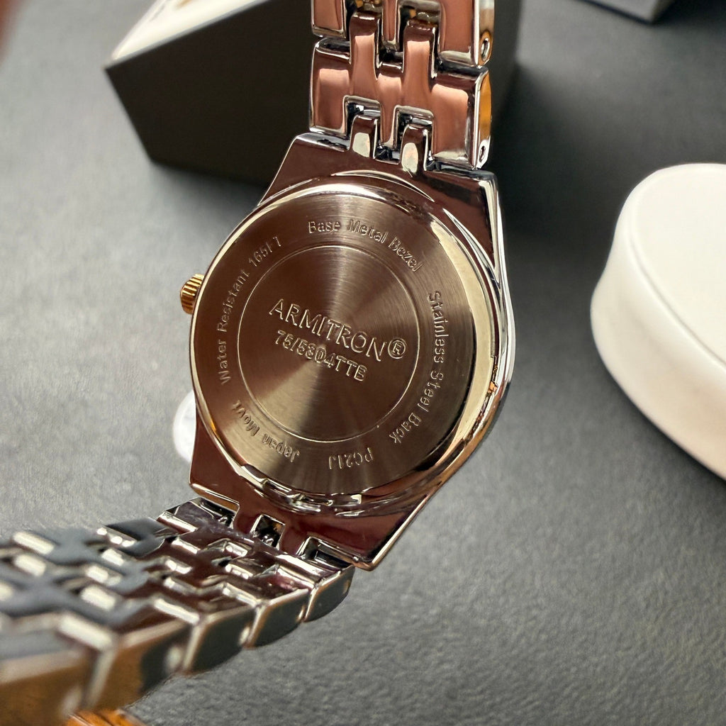 MSRP $65 Armitron 75/5304TTB Women's Two Tone Bracelet Quartz Watch New Batter