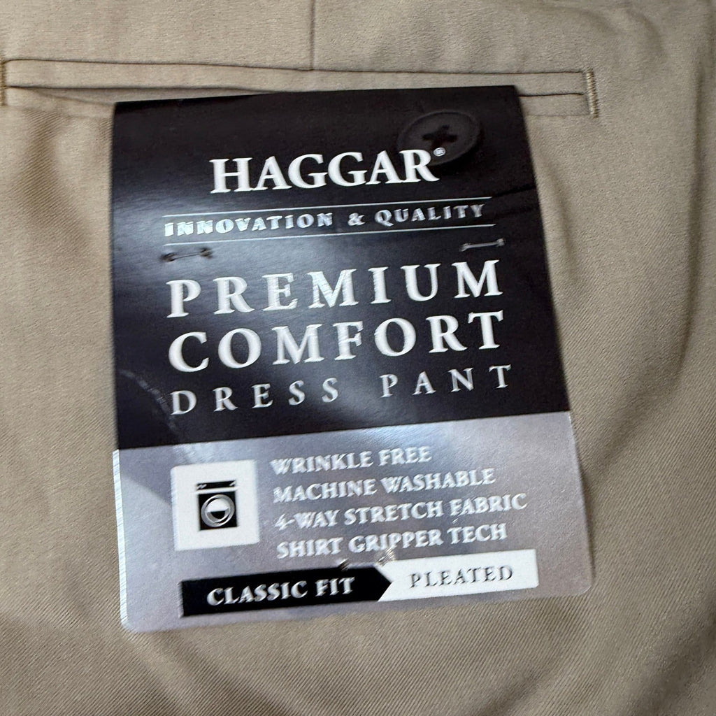 MSRP $80 Haggar HD90651 Mens 54W x 30L Med Khaki Classic Fit Dress Pants Big &