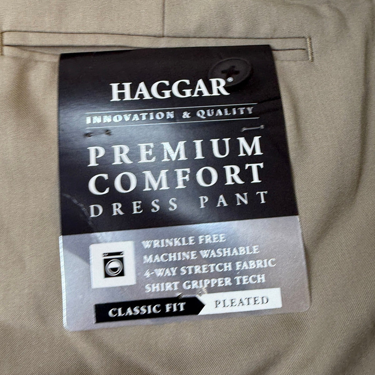 MSRP $80 Haggar HD90651 Mens 54W x 30L Med Khaki Classic Fit Dress Pants Big &