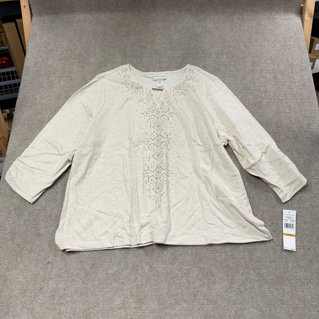 MSRP $63 Alfred Dunner Urban Legend Women's 3X Stone Center Embellished Top